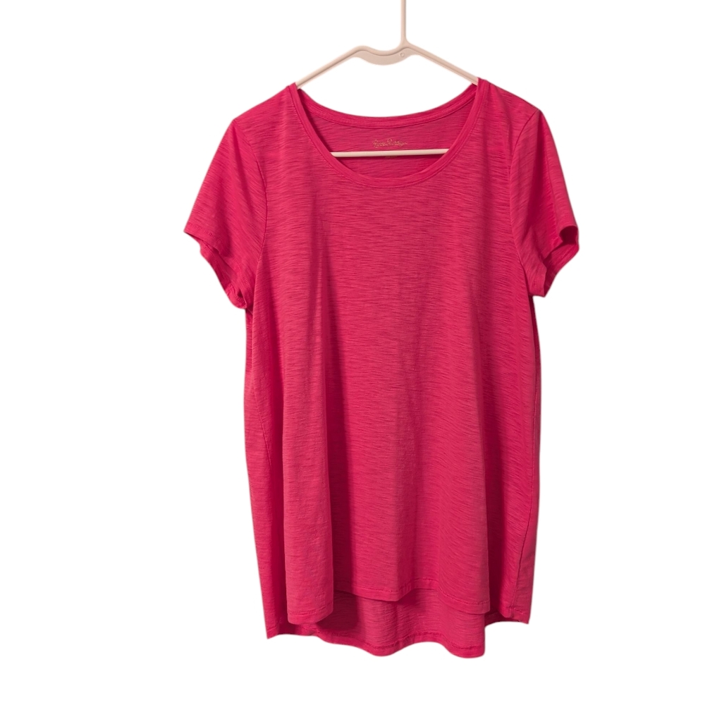 SOLD- LILLY PULITZER SCOOP-NECK ETTA TOP,  Size Large, PINK